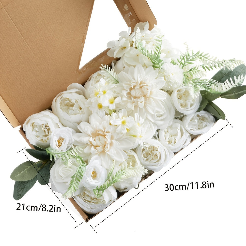 1 Box, Large Peony White Rose Flower(30"x21"), Yard Supplies, Party Decor, Holiday Supplies
