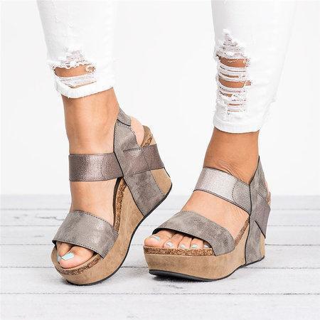Large Size Slip On Double Band Wedges Sandals *