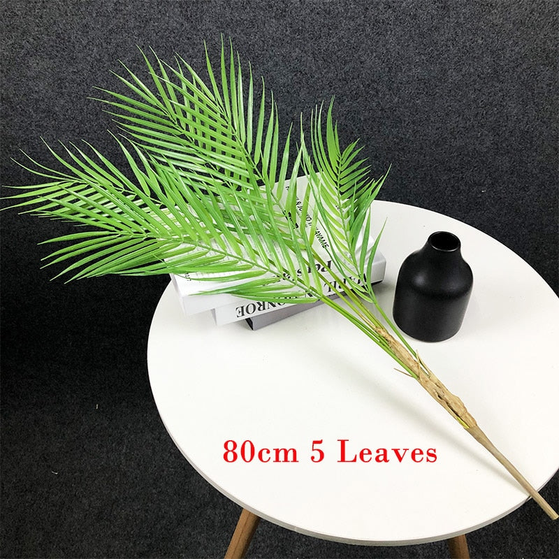 (2 PCS) 98cm 15 Heads Large Tropical Palm Tree Artificial Plants Branch Fake