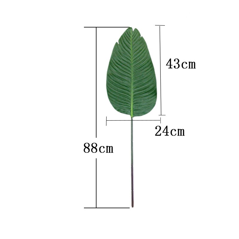 (2 PCS) 98cm 3pcs Artificial Banana Leaves Large Tropical Plants Fake Banana Tree - Veooy