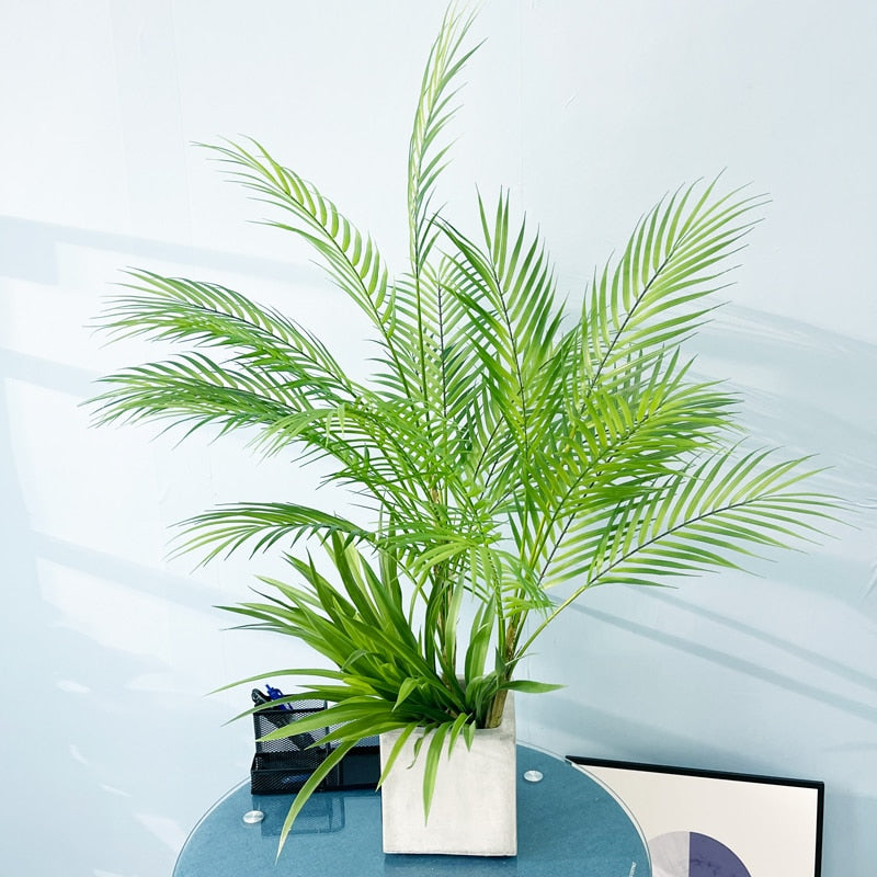(2 PCS) 98cm Large Artificial Palm Tree Tropical Tall Plants Fake Plastic Green