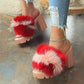 Slip-On Flip Flop Chunky Heel Platform Plain Summer Slippers *
