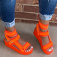 Velcro Open Toe Platform Thread Mid-Cut Upper Sandals *