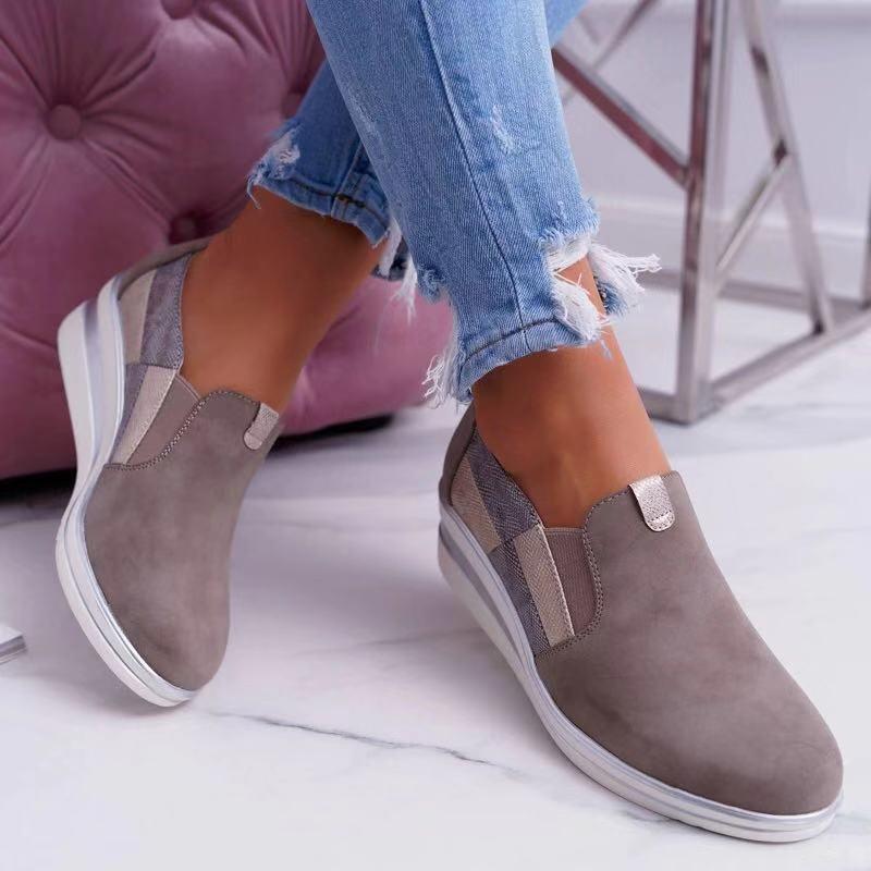 *Athletic Elastic Band Slip-on Shoes Women's Wedge Sneakers - Veooy
