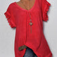 Women Short Sleeve Solid V Neck Basic Casual  Plus Size T-Shirt Tops