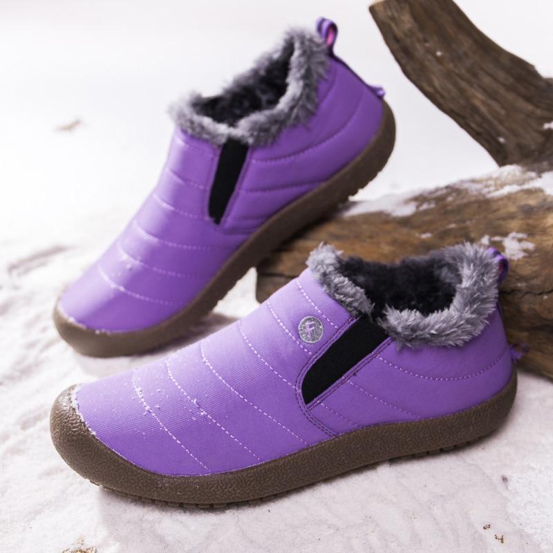 *Womens Large Size Unisex Waterproof Fur Lining Slip On Snow Boots - Veooy