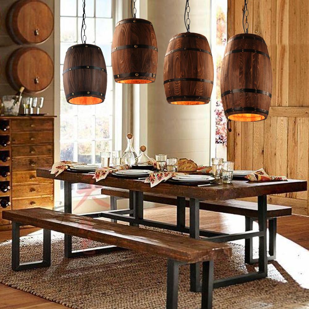 Erato - Hanging Wooden Wine Barrel Light - Veooy