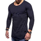 Men's Soft Comfy Solid Color O-neck Long Sleeve Spring Fall Casual T-Shirt - veooy