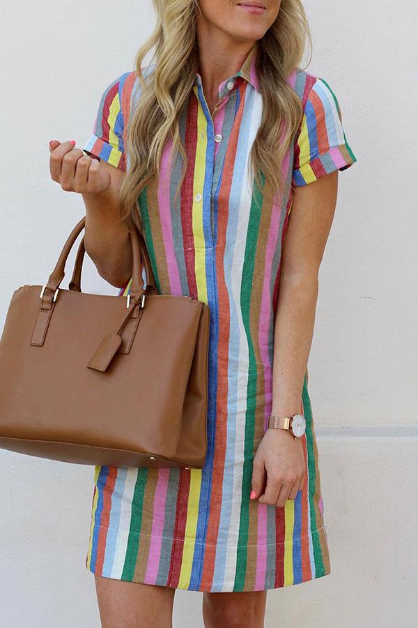 Rainbow A-Line Shirt Dress 💖