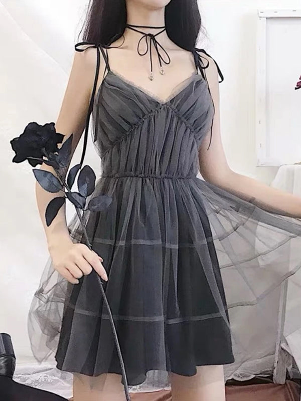 Gray Tulle Suspender Dress