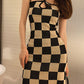 Checkerboard Suspender Bodycon dress