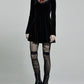 Punk Black Embroidery Velvet Dress