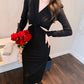 V Neck French Style Hollow Out Dress
