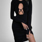 Hollow Out Front Black Dress