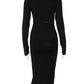 Hollow Out Front Black Dress