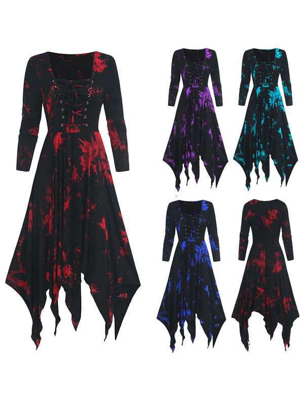 Gothic Tie Dye Print Dresses