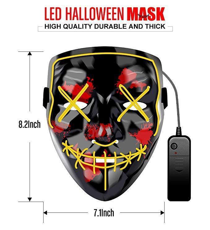 LED Neon Guy Fawkes Mask