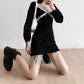 Long Sleeve Bodycon Lace Black Dress-veooy