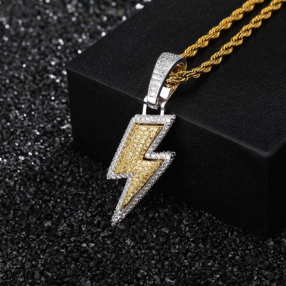 Iced Out Bling Lightning Necklace-veooy