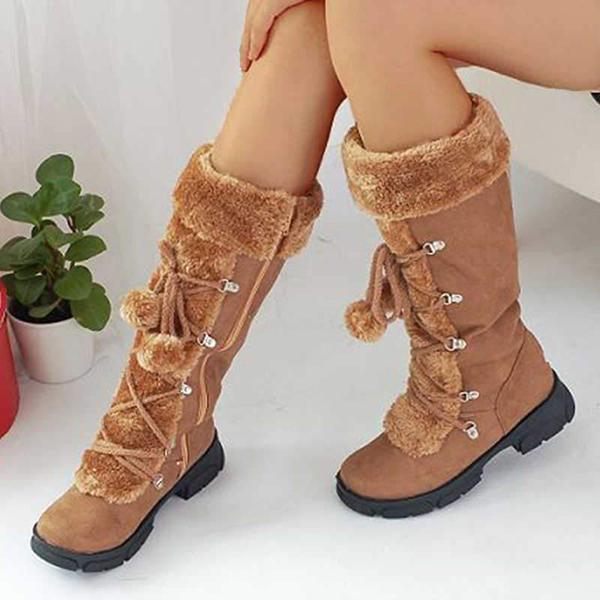 Prettyava Women Platform Warm Lace Up Mid-Calf Snow Boots