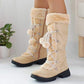 Prettyava Women Platform Warm Lace Up Mid-Calf Snow Boots