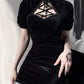 Gothic Short Sleeve Hollow Out Bodycon Dress