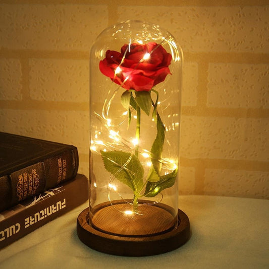 LED Beauty Rose and Beast Battery Powered Red Flower - veooy