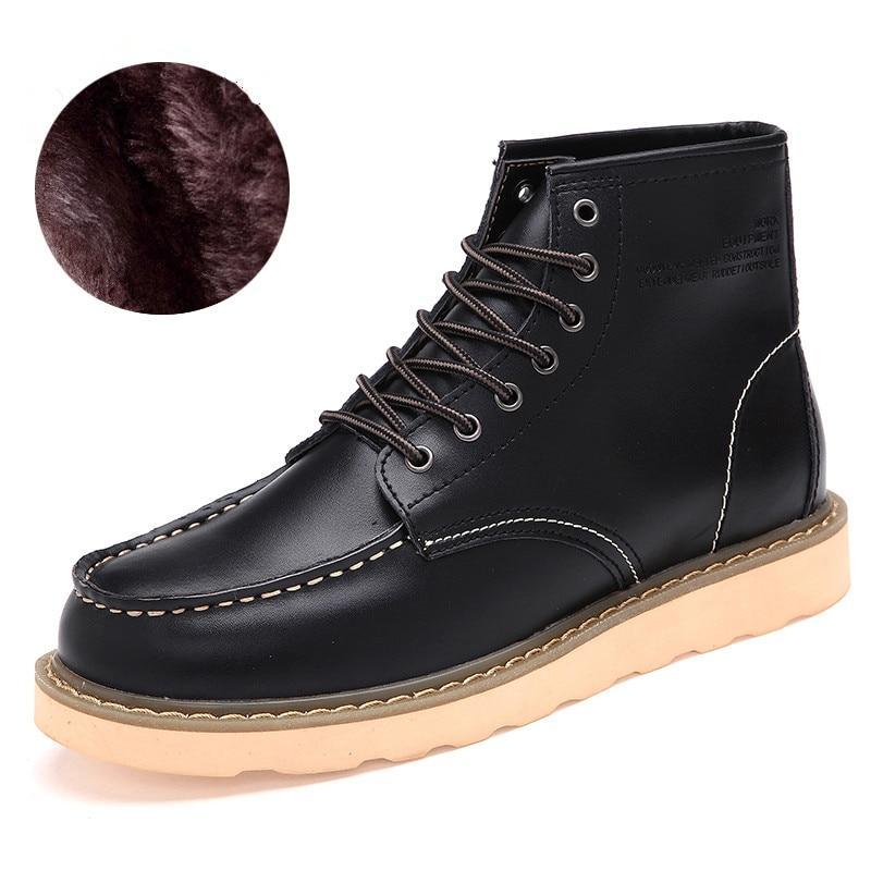 Men's Winter Lace Up Ankle Boots With Fur - veooy