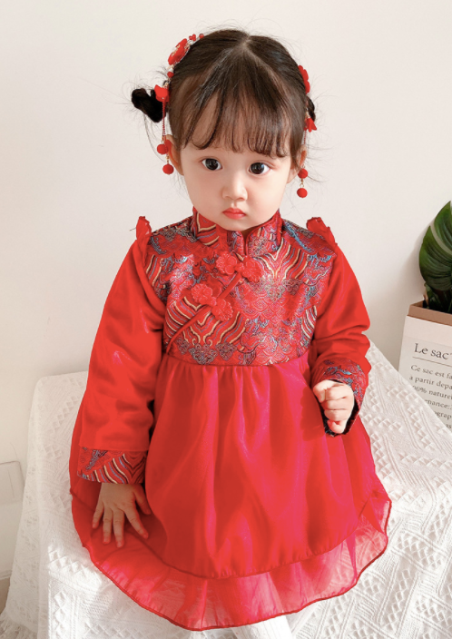 Aurora | Girl Winter Red Dress (KidWinBon01) - Veooy