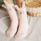 Cartoon ears coral cashmere warmth socks - Veooy