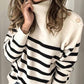 Button Design Striped Sweater 💖