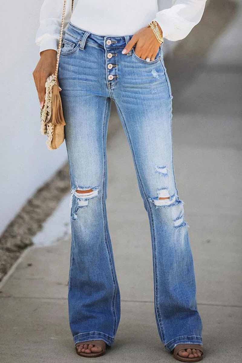 Mid Rise Button Front Flare Denim Jeans 💖