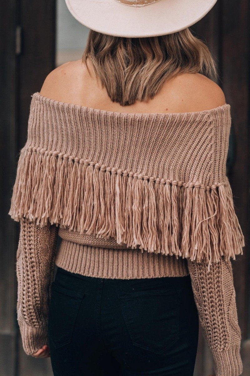 Sexy One-Shoulder Fringed Sweater 💖