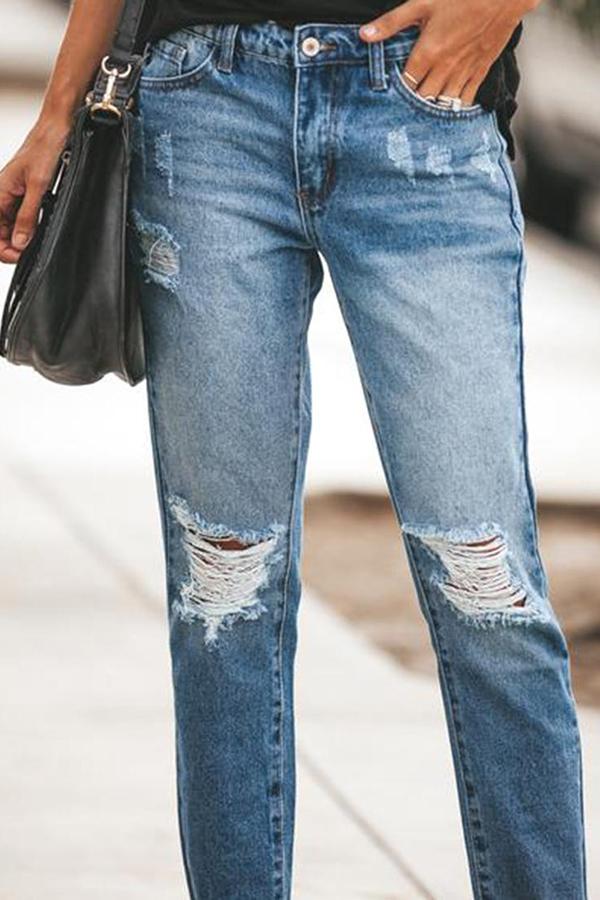 Ripped Slim Fit Washed Jeans 💖