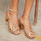 Women Ankle Strap Chunky Heels Sandals *