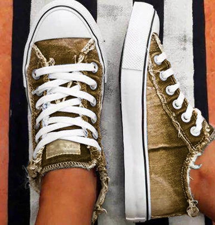 Denim sepia style canvas Sneakers * - Veooy