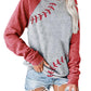 Plus Size Long Sleeve Letter Printed Color Stitching Top