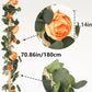 1pc 70.8inch Plastic Artificial Flowers Garland, Vintage Fake Flower Vine, Decorative Wall Hanging Plant