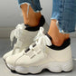 *Women Athletic Hit Color Lace-up Platform Sneakers - Veooy