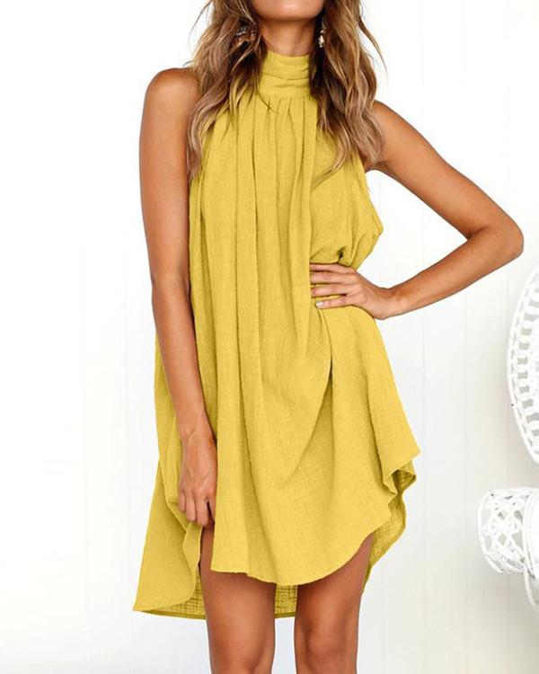 Shift Women Daily Basic Sleeveless Solid Summer Dress