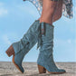 Women's Tassel Mid-Calf Boots Chunky Heel Boots *