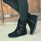 Cushioned Low-Calf Buckled Boots Low Heel Knitted Fabric Zipper Slip On Boots * - Veooy