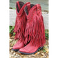 Plus Size Tassel Vintage Leather Chunky Heel Cowboy Boots *