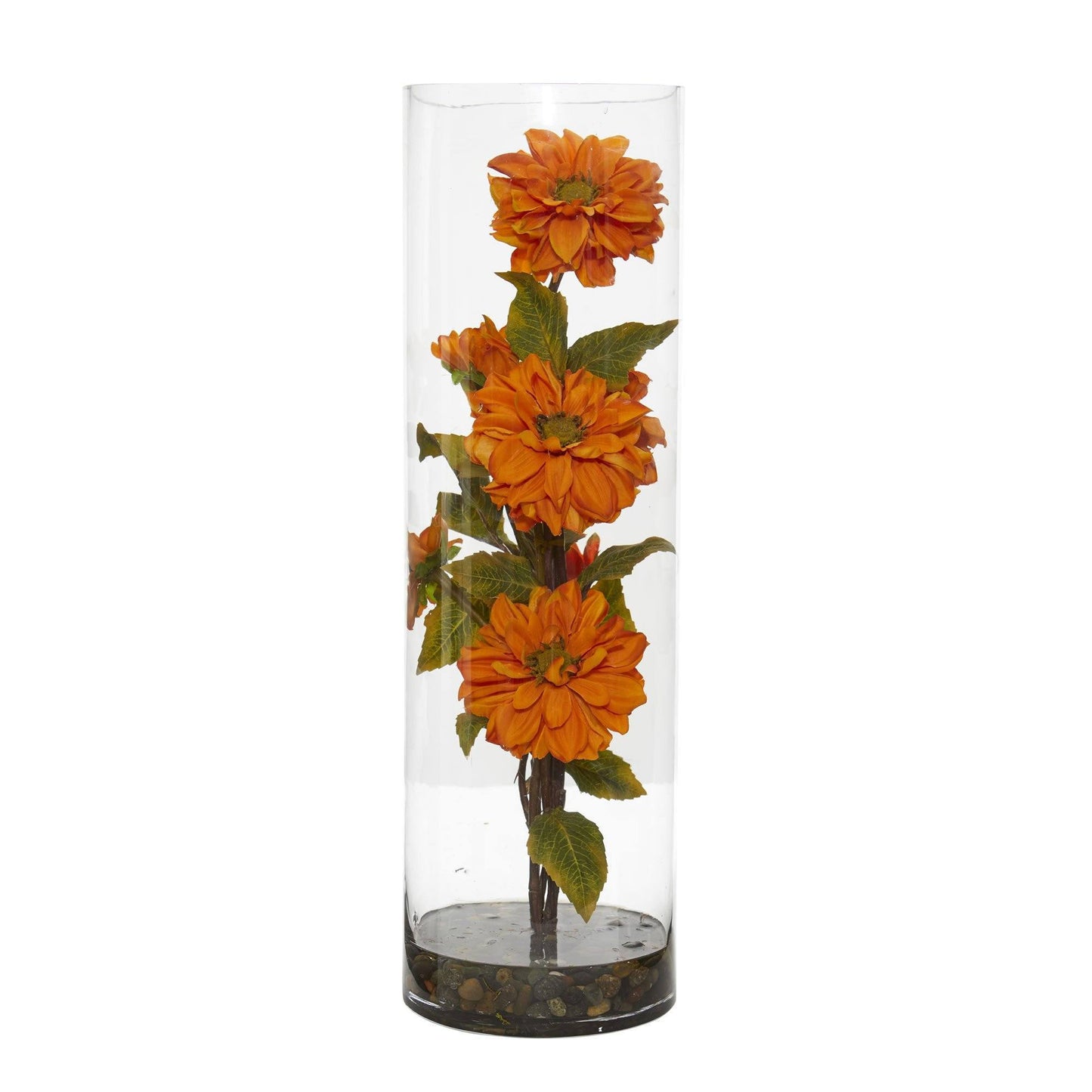 Zinnia Artificial Arrangement in Cylinder Vase
