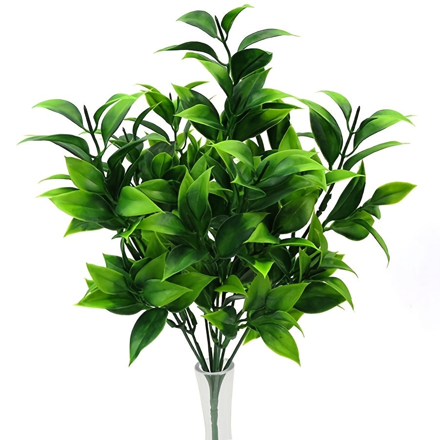 1pc Plastic Orange Leaf, A Bunch Of Fake Green Plant Artificial Leaves Branch For Indoor Home Decoration (13.38inch Height)