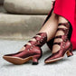 Vintage Handmade Floral Stitching PU Leather Ankle Boots *