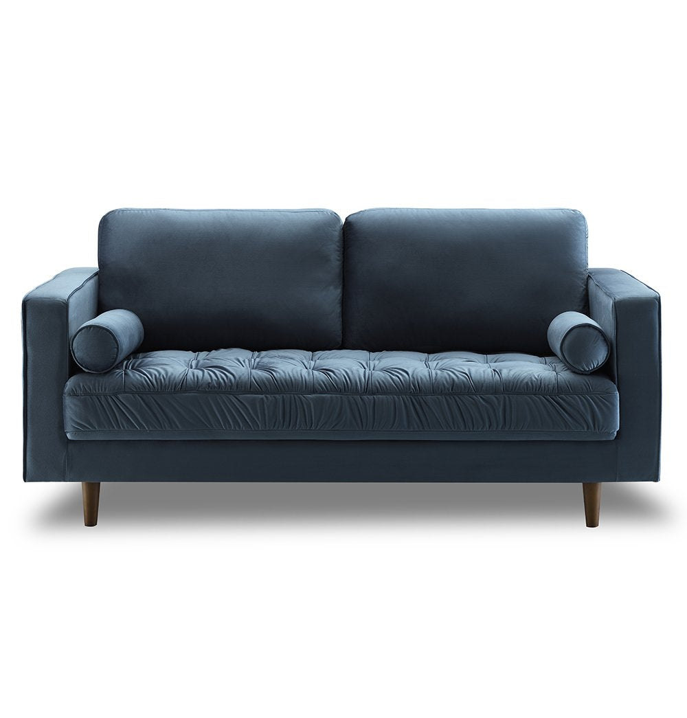 Bente - Tufted Light Blue Velvet Loveseat 2-Seater Sofa - Veooy