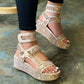 Women Blingbling Rhinestones Velcro Open Toe Muffin Strapes Sandles Sandals *