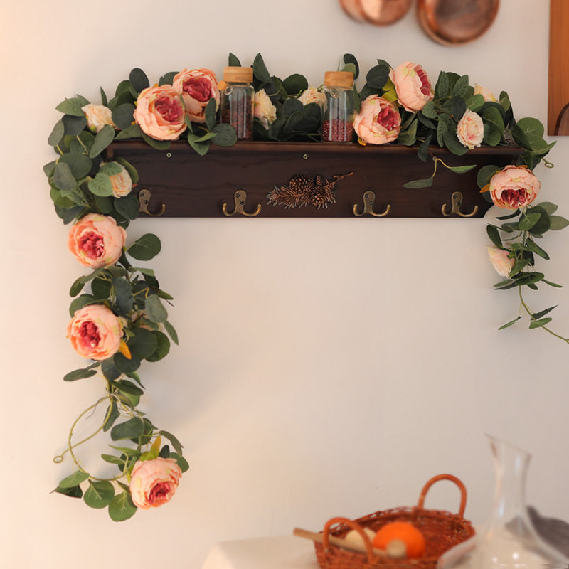 1pc 70.8inch Plastic Artificial Flowers Garland, Vintage Fake Flower Vine, Decorative Wall Hanging Plant