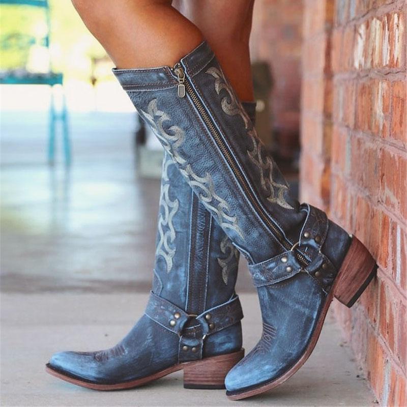 Side Zipper Round Toe Color Block Thread Casual Boots *